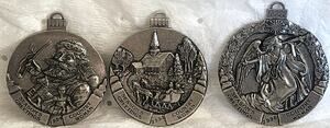 Vintage Country Woman Pewter Christmas Ornaments 1994 1995 1996 Lot Of 3